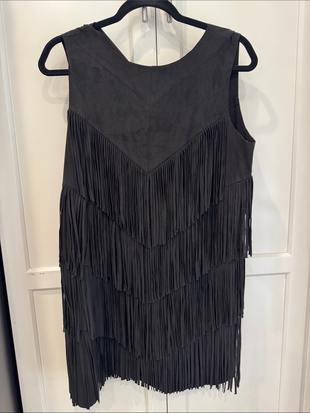 Zara Black Sleeveless Fringe Mini Dress